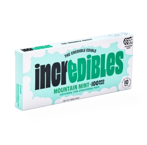 Photograph of product: Mountain Mint Chocolate Bar | Chocolate | 10 pack | 100mg TH-oui