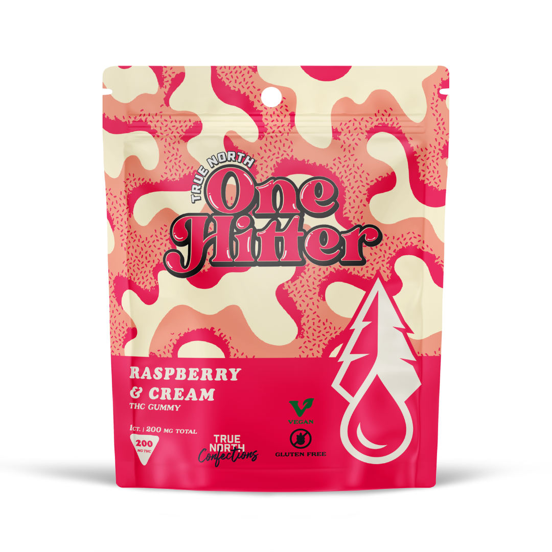 Photograph of product: True North One Hitter Gummies 200mg Raspberry & Cream