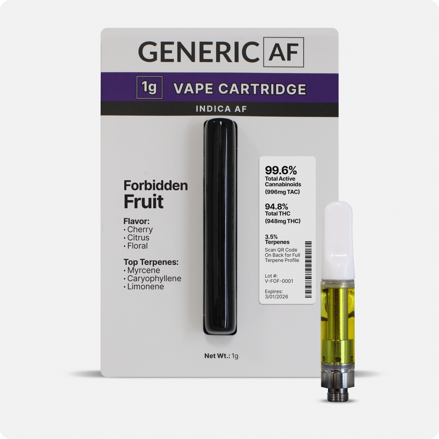 Photograph of product: Generic AF | Forbidden Fruit | Cartridge | 1g