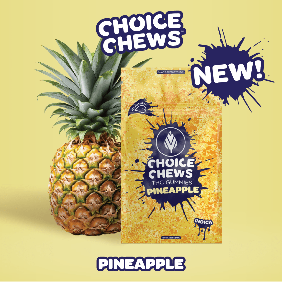 Photograph of product: Pineapple Gummies | 100mg - Choice Chews