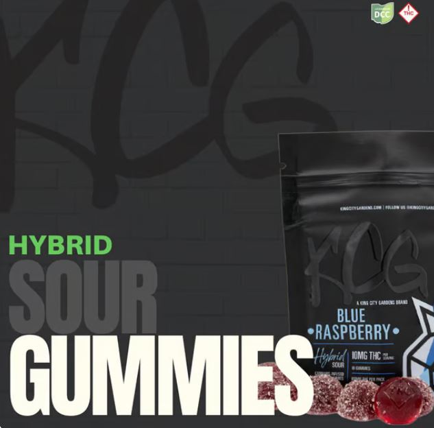 Photograph of product: King City Gardens edibles Sour Blue Raspberry Liquid Diamond Gummies 100mg -10pk