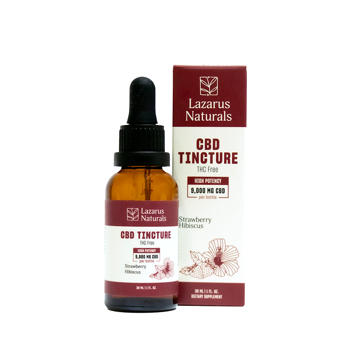 Photograph of Product: Strawberry Hibiscus 9000mg CBD Tincture