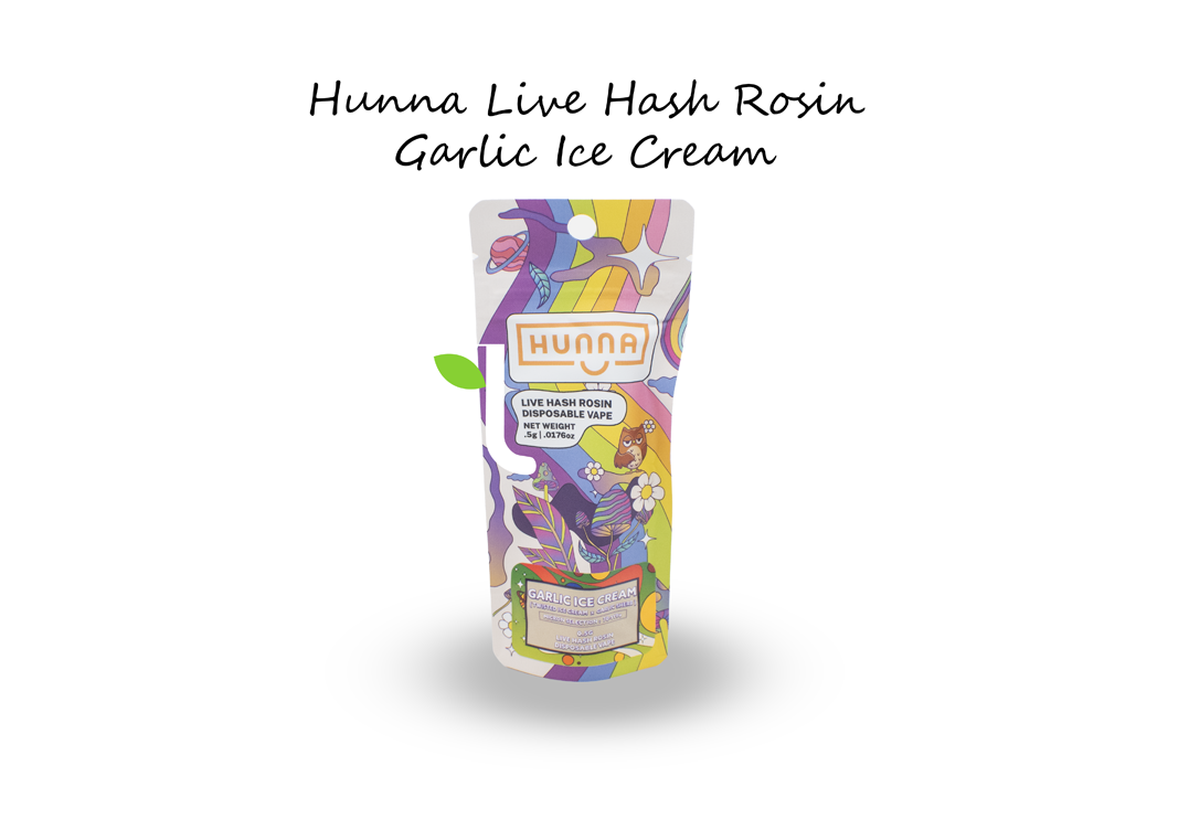 Photograph of product: Garlic Ice Cream | .5g Live Rosin Disposable Vape