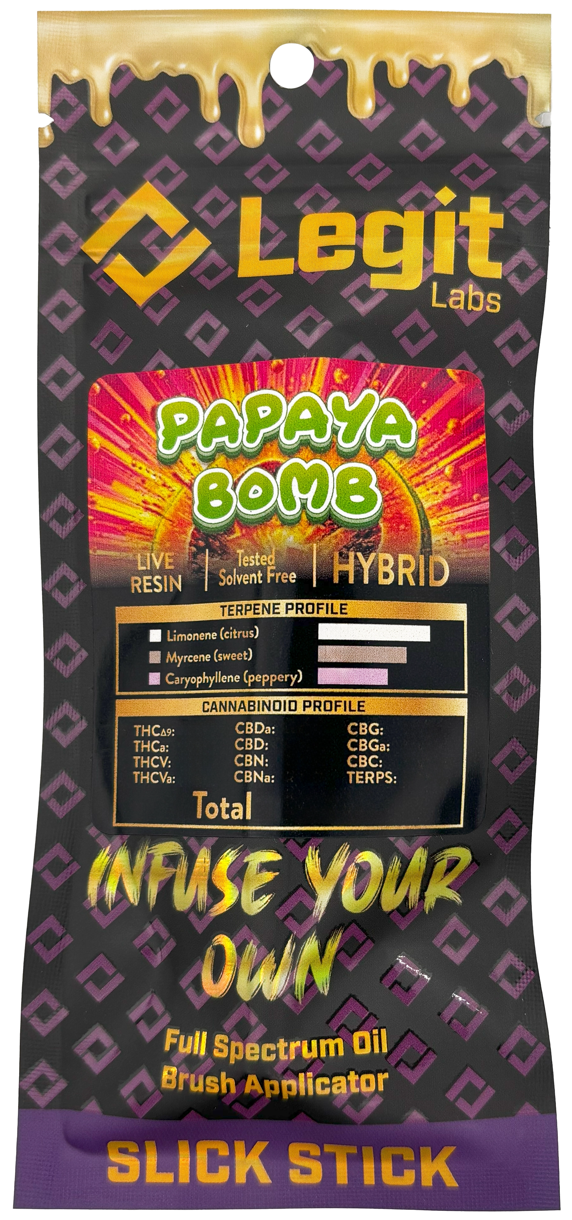 Photograph of product: Legit Labs | Papaya Bomb X Superboof Slick Stick | Cured Resin Concentrate