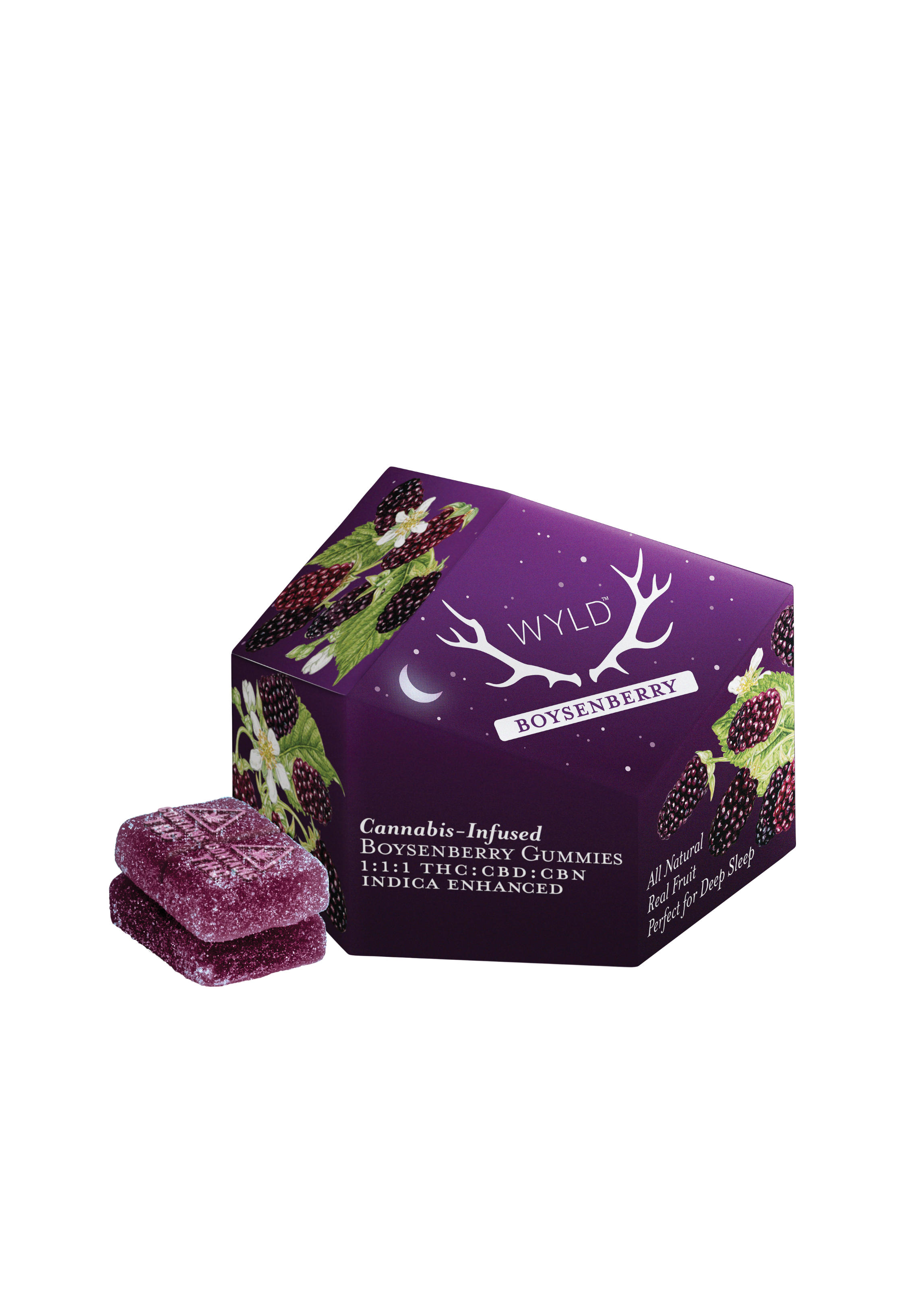 Photograph of product: Boysenberry 1:1:1 TH-oui:CBD:CBN | Oui'd | Gummies | 100mg