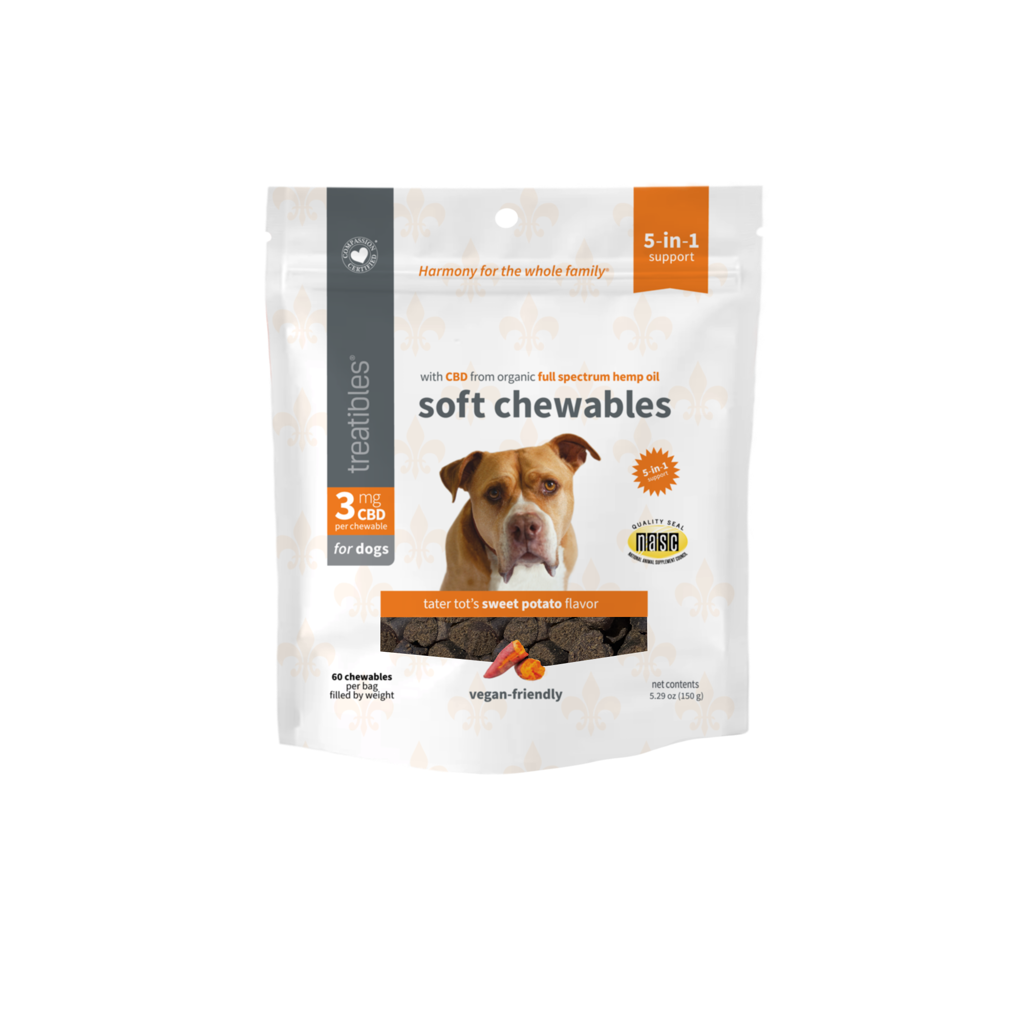 Photograph of product: Pet CBD - Treatibles - Dog Soft Chews Sweet Potato - 60ct - 180mg CBD (3mg/treat) $38