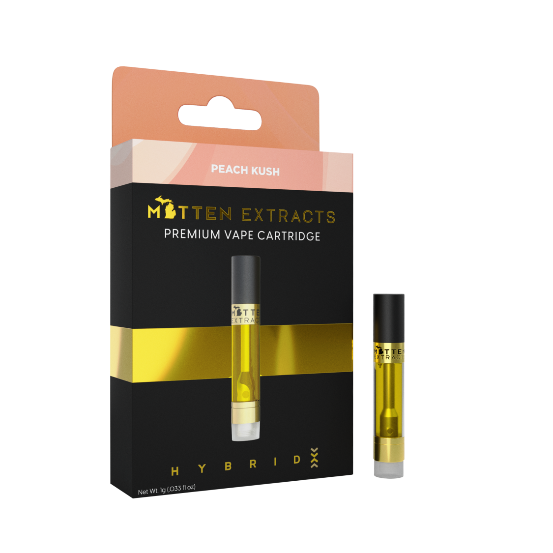Photograph of product: Peach Kush Cartridge | Mitten Extracts