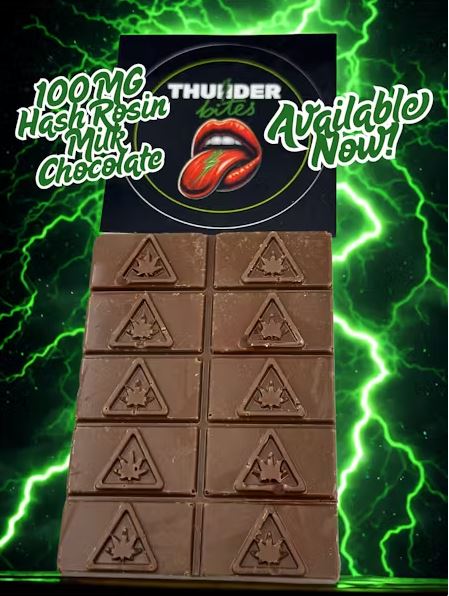 Photograph of product: Thunder Bites: Live Rosin Milk Chocolate | 100mg | 10pk
