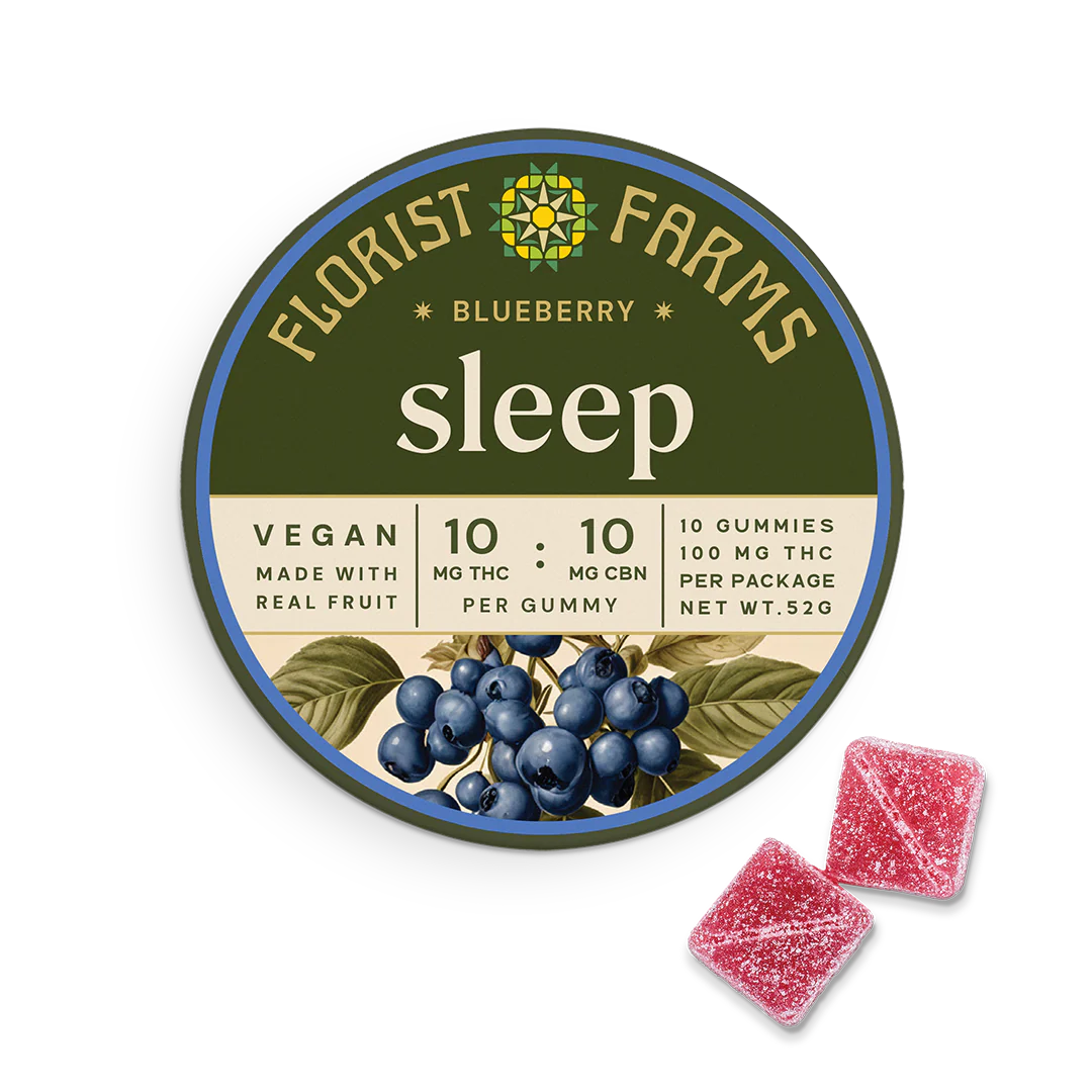 Photograph of product: Florist Farms | Blueberry | TH-oui:CBN Gummy | Edible | 10mg | 10pk
