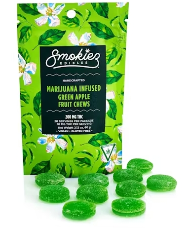 Photograph of product: Smokiez - 200MG Chews - Sweet Green Apple