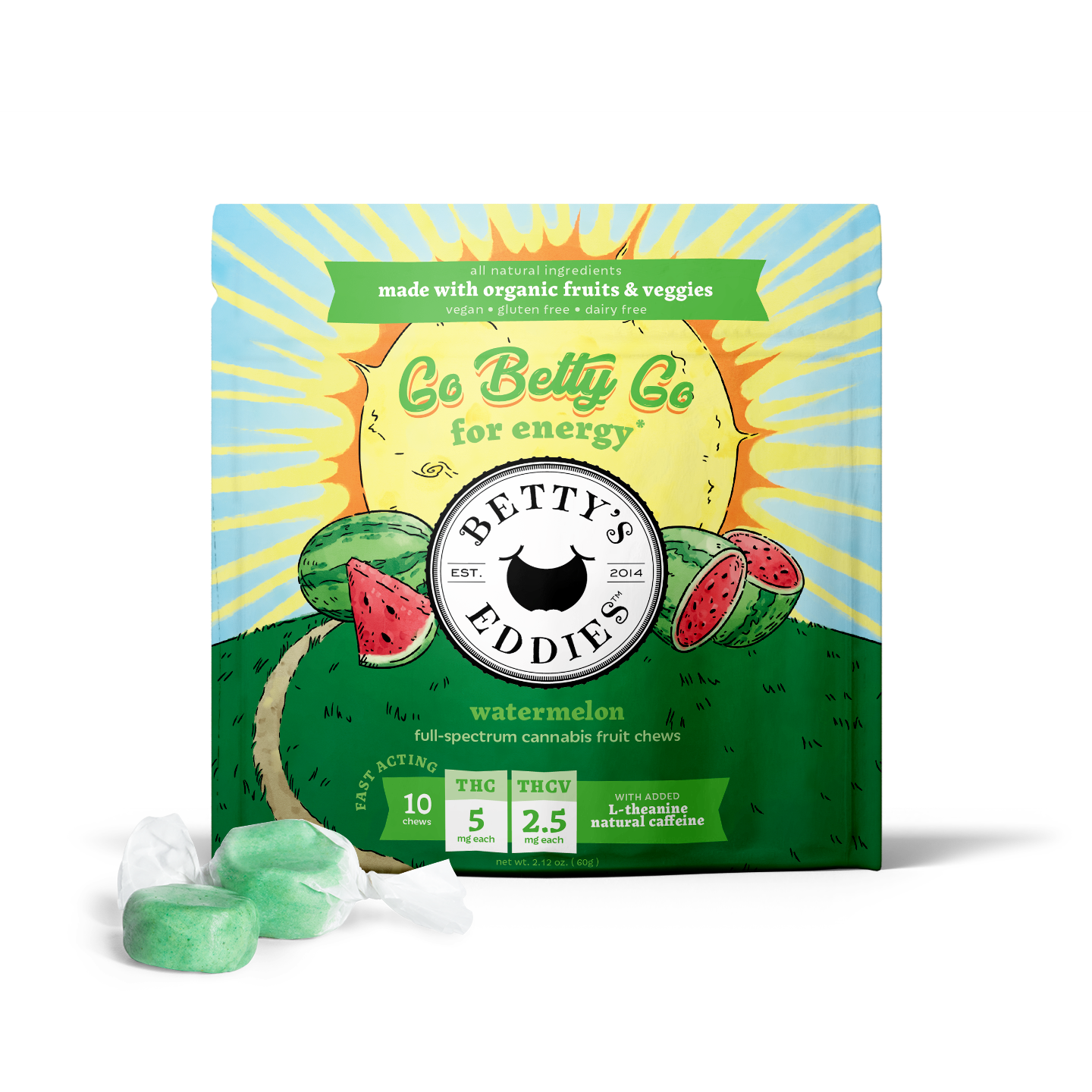 Photograph of product: 2:1 Go Betty Go - Watermelon Taffy (TH-oui:TH-ouiV) - 5mg/10pk