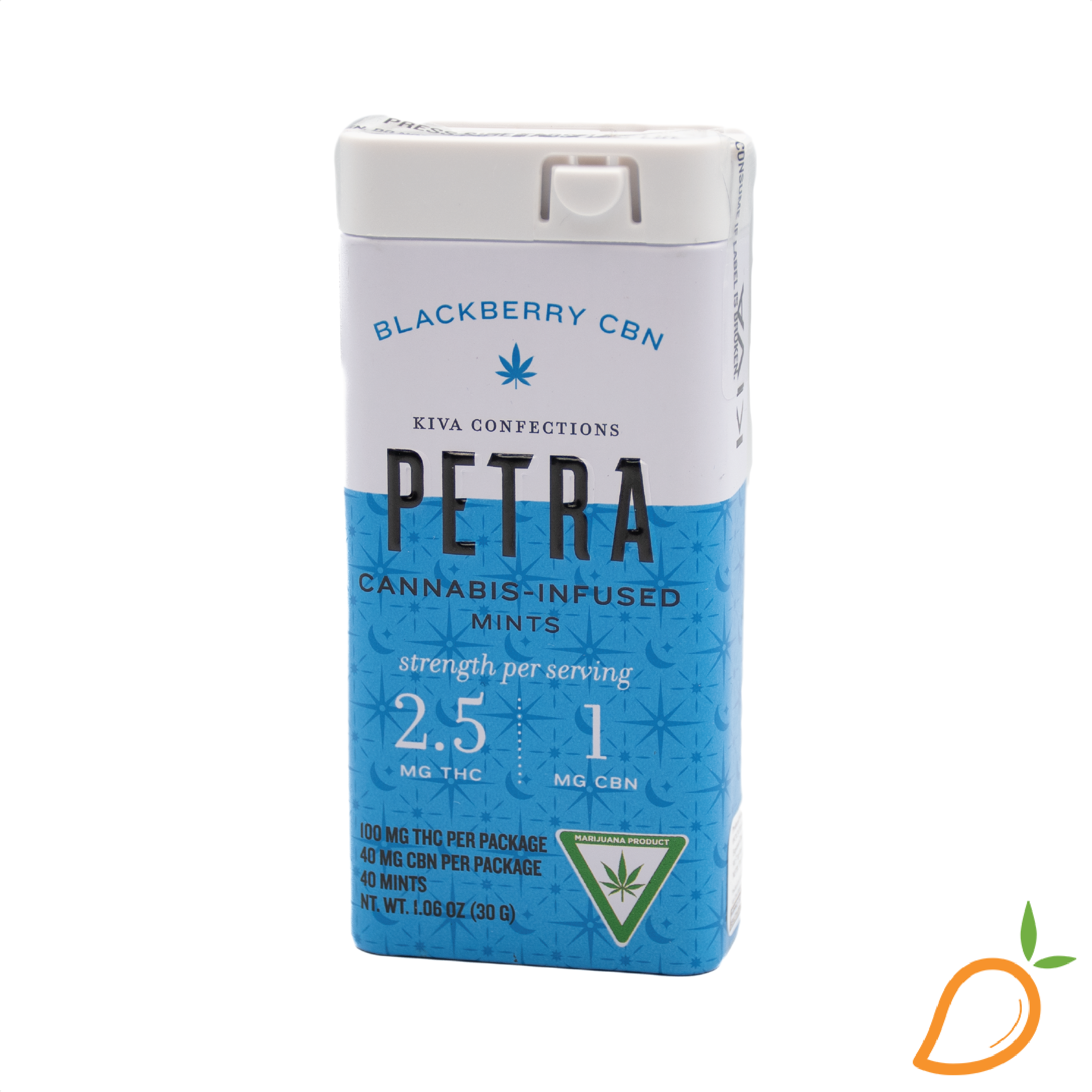 Photograph of product: 100mg Blackberry CBN Mints Petra