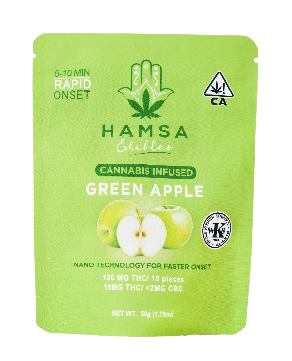 Photograph of product: Hamsa - Green Apple Kosher Gummies - 100mg (10pcs)