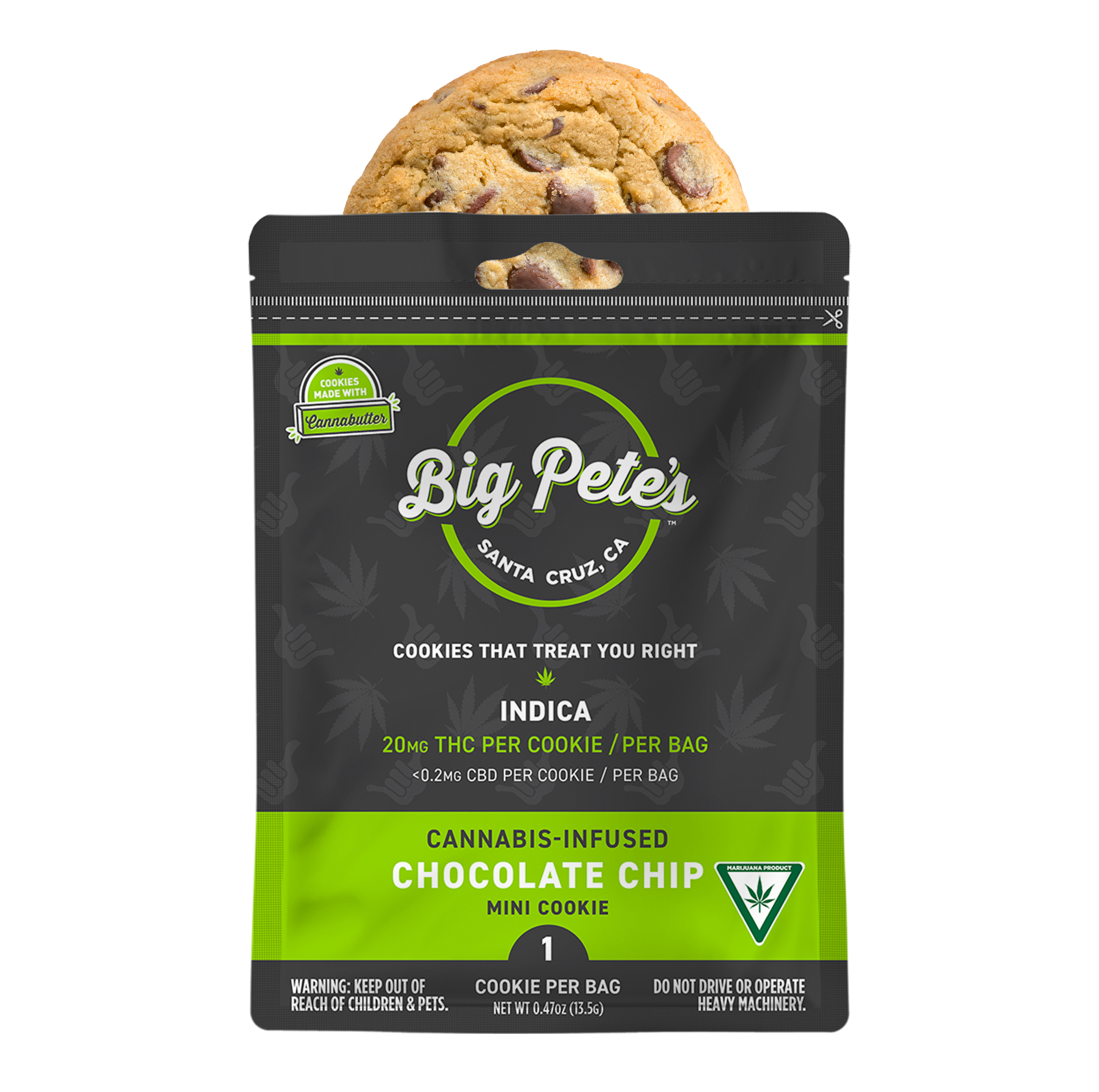 Photograph of product: Big Pete's 20mg Single Oui'd Chocolate Chip Cookie