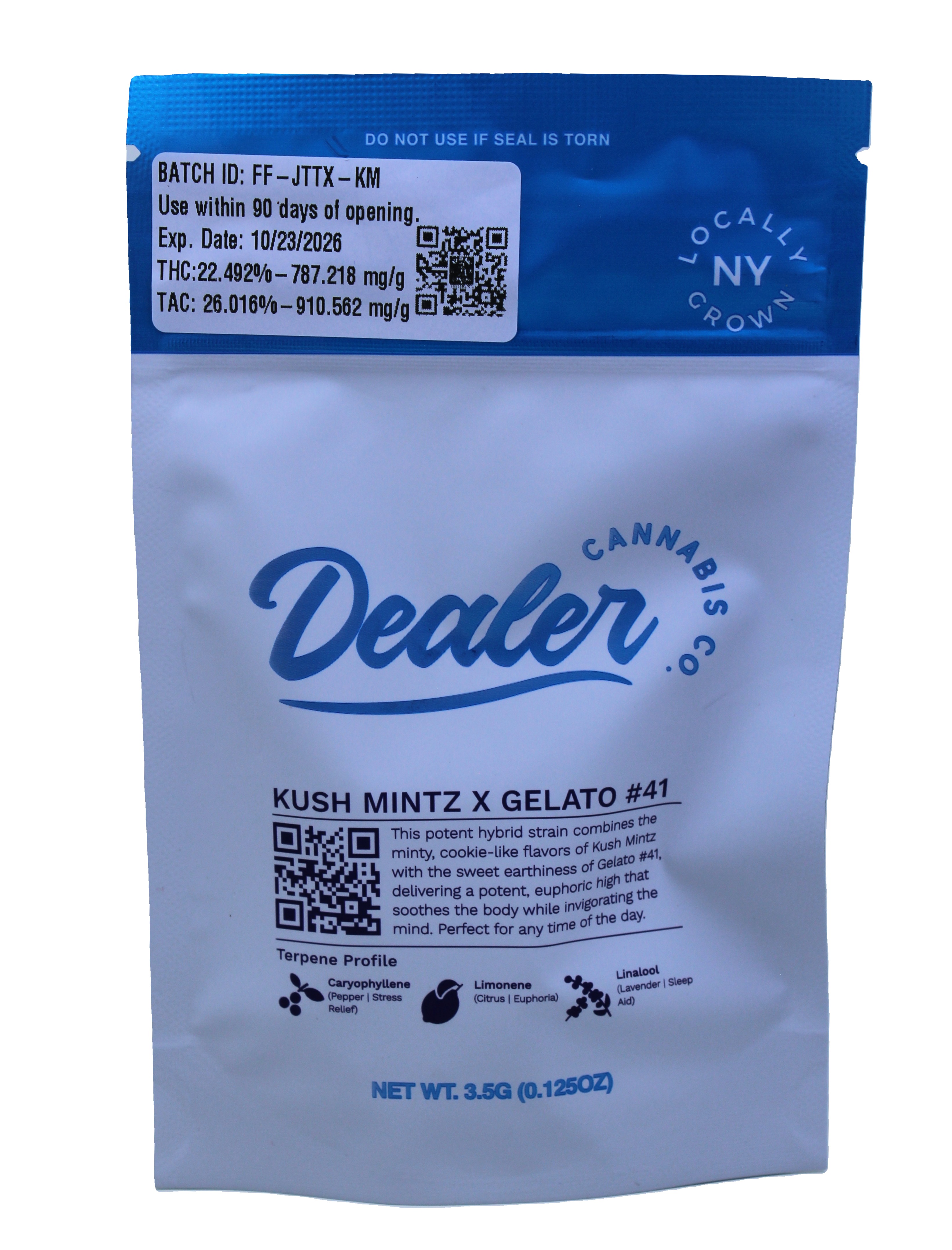 Photograph of product: Dealer Oui'd | Kush Mintz | Flower | 3.5g