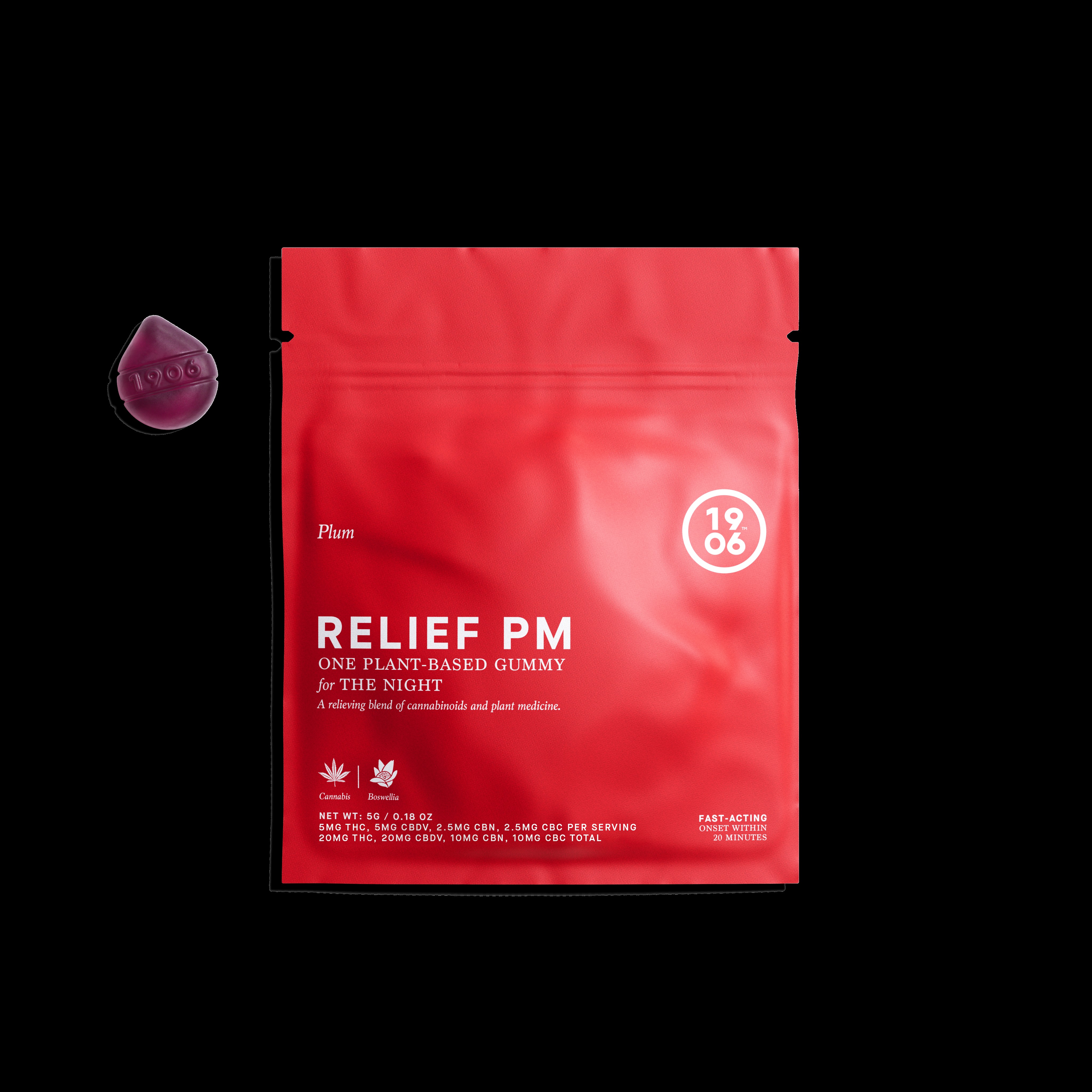 Photograph of product: RELIEF PM with TH-oui:CBDV:CBN:CBC | Gummy (1pk) 20mg - Chill