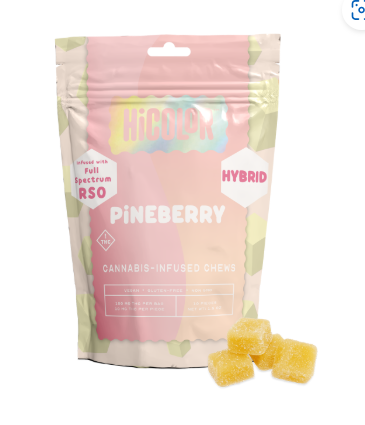 Photograph of product: Pineberry | 10mg RSO Chews HiColor | 10-Pack |
