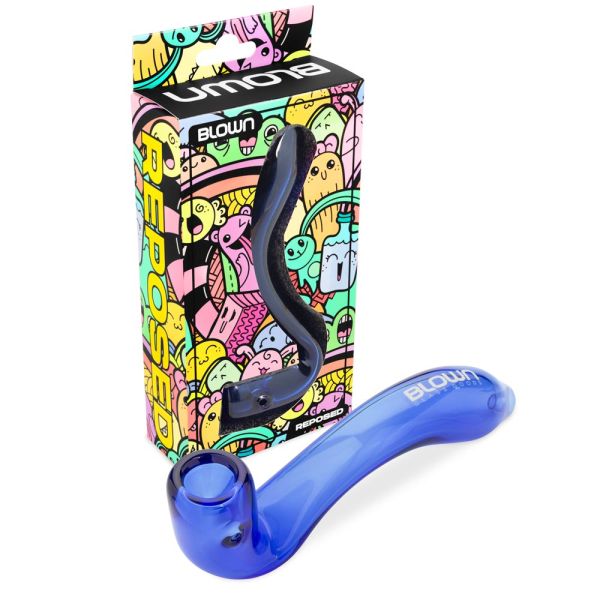 Photograph of product: Blown Glassworks | Reposed 4" Sherlock Handpipe | Blue