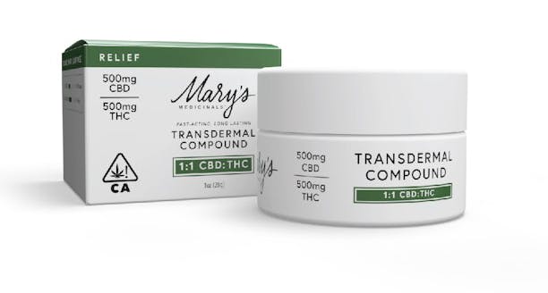 Photograph of product: Relief 1:1 Transdermal Compound 1 oz 500mg - 