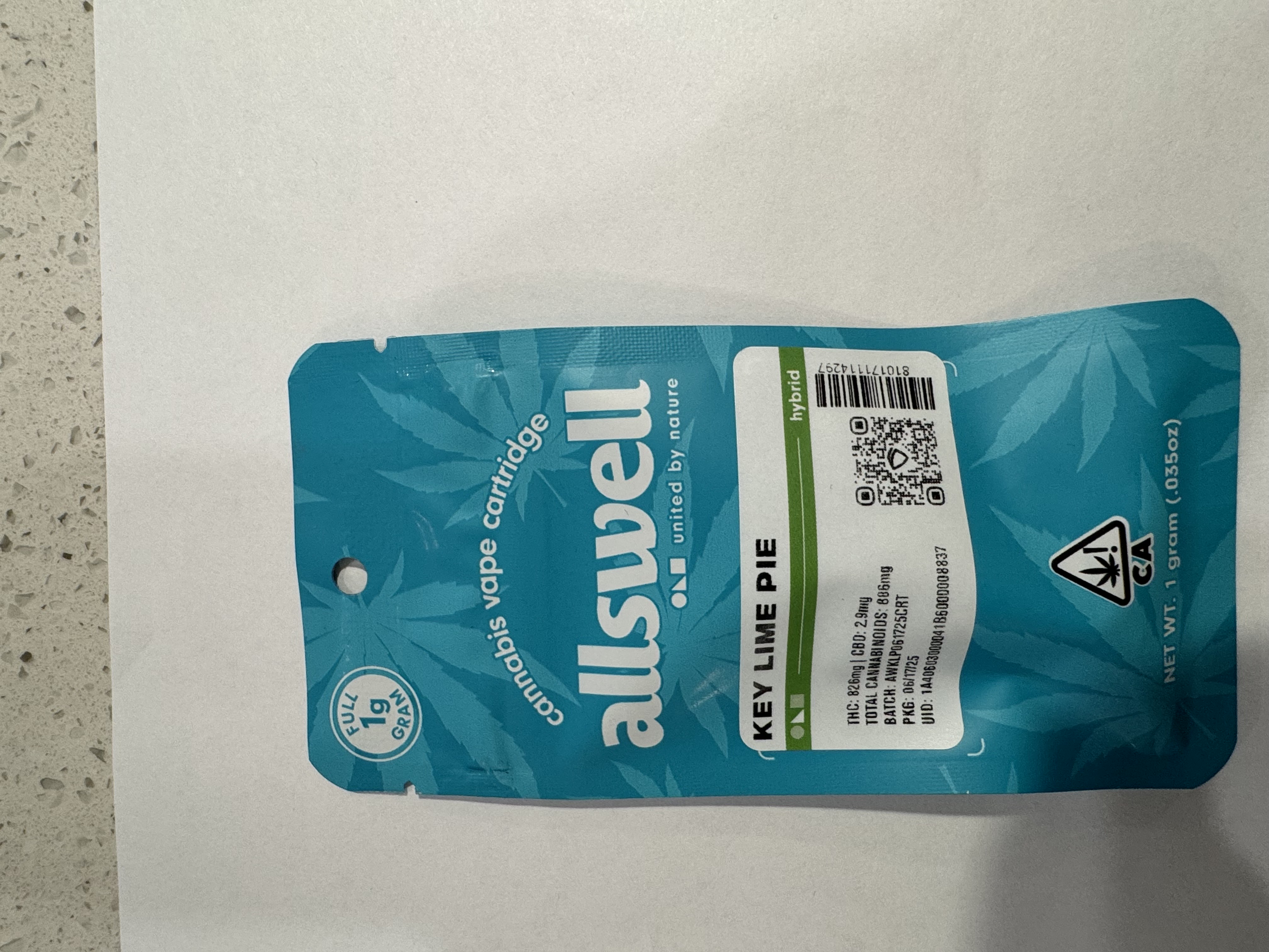 Photograph of product: KEY LIME PIE 1G CARTRIDGE