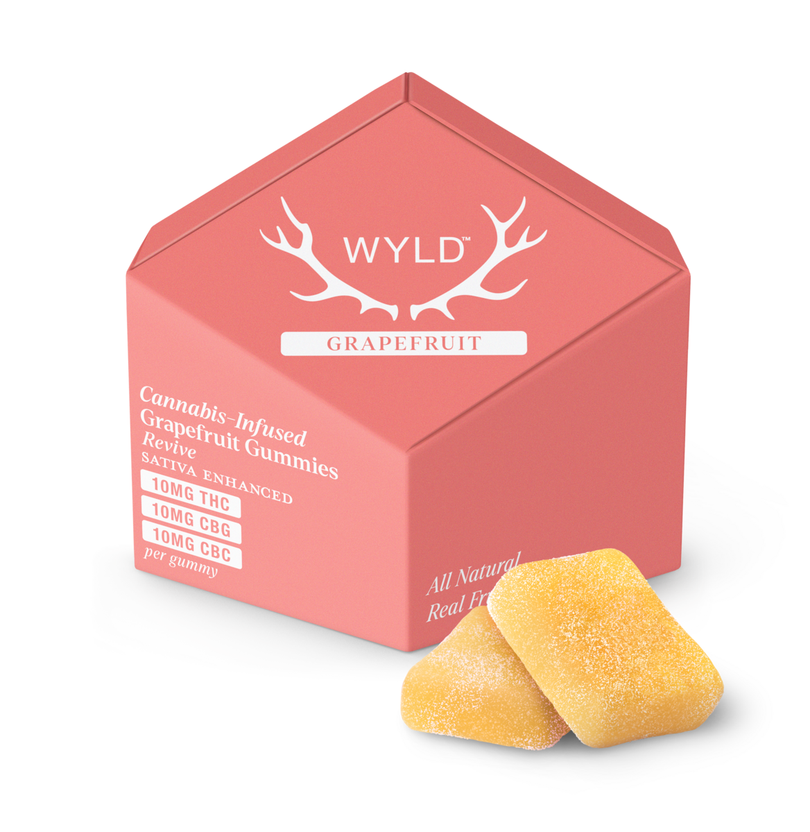 Photograph of product: Wyld | Revive | Grapefruit | 1:1:1 TH-oui:CBG:CBC | Gummies | 10pk 100mg