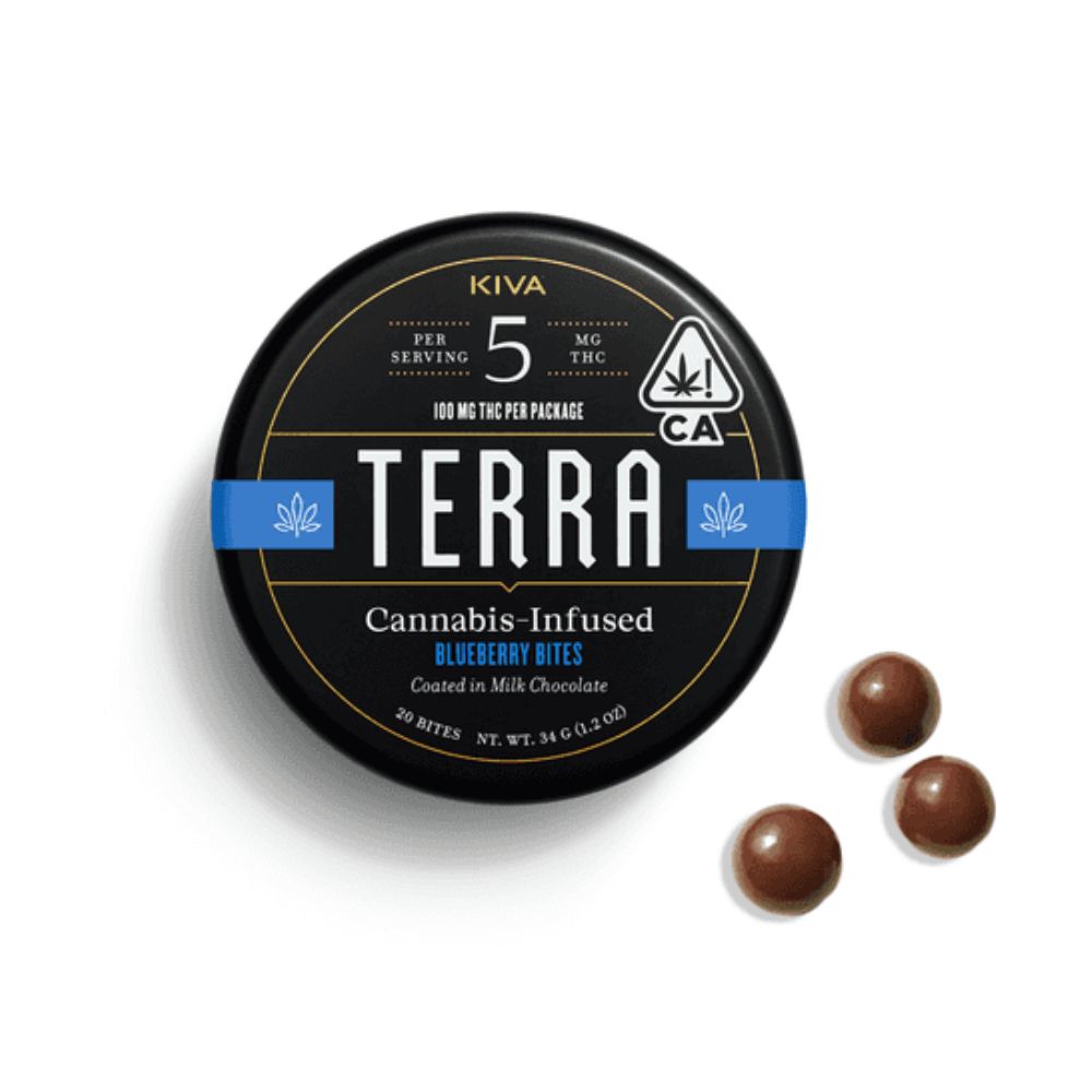 Photograph of product: TERRA BITES - MILK CHOCOLATE BLUEBERRIES - KIVA CONFECTIONS