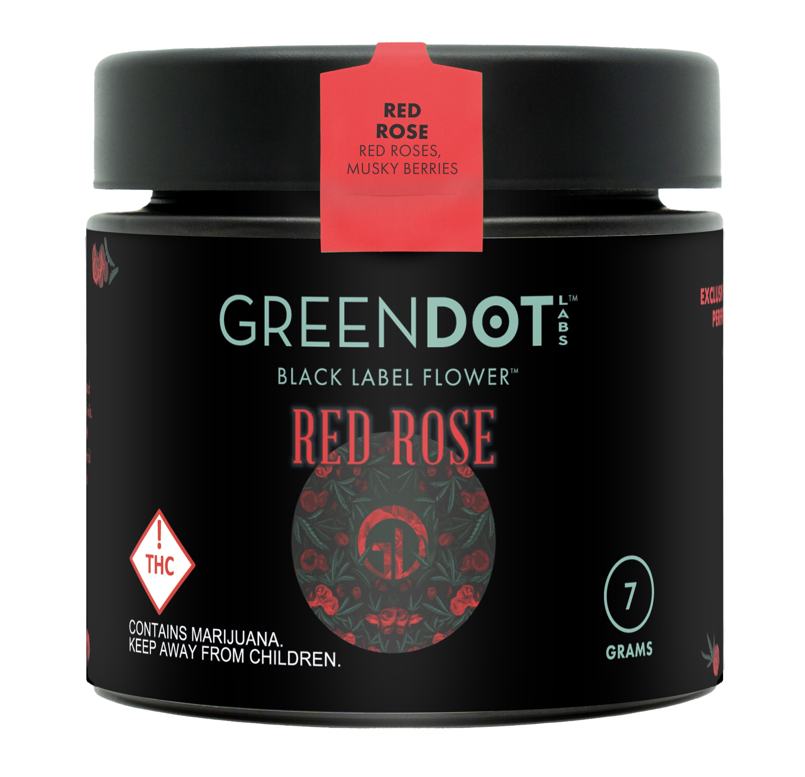 Photograph of product: Green Dot Labs Red Rose Flower - 3.5g
