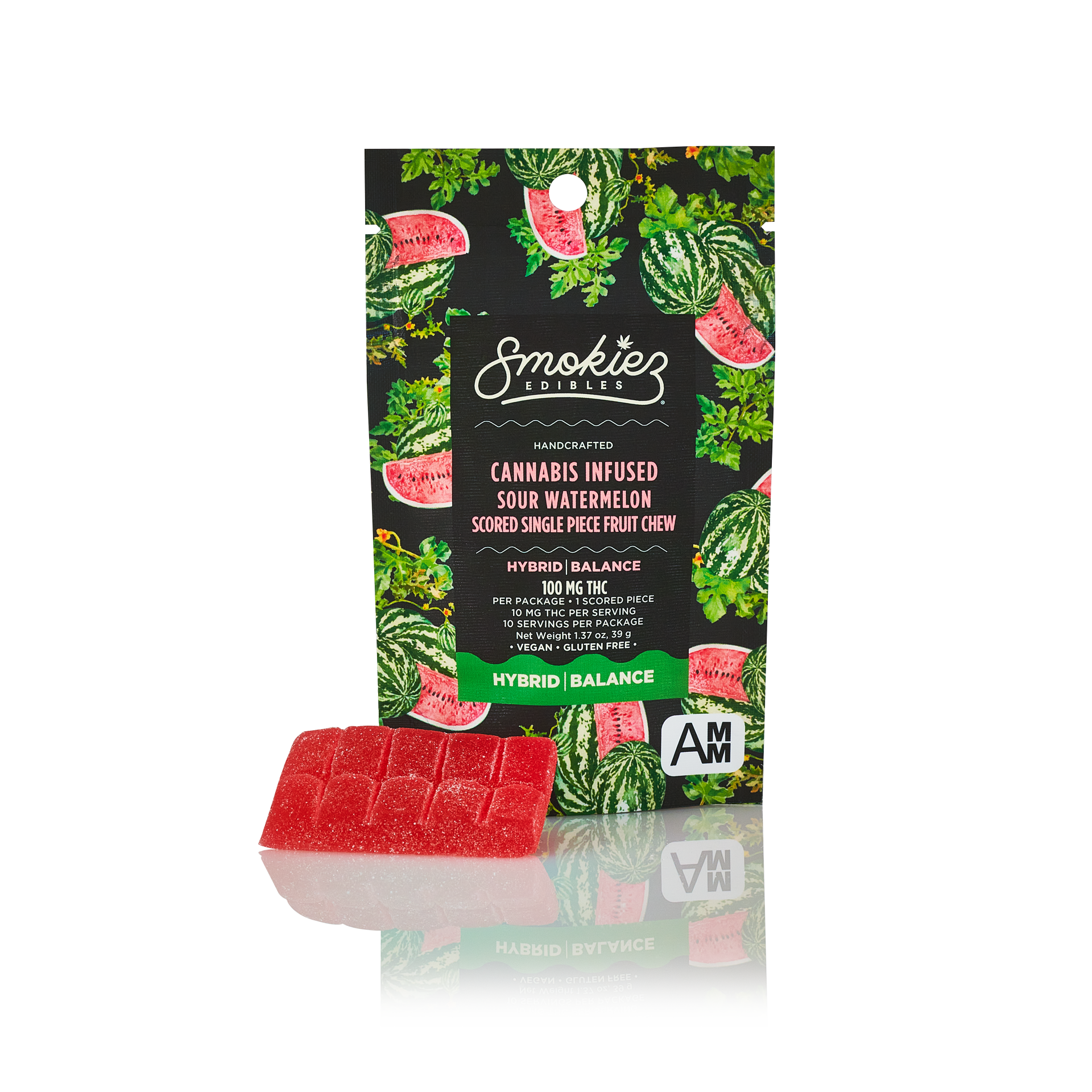 Photograph of product: Watermelon Sour Hybrid Gummies - 100mg by Smokiez