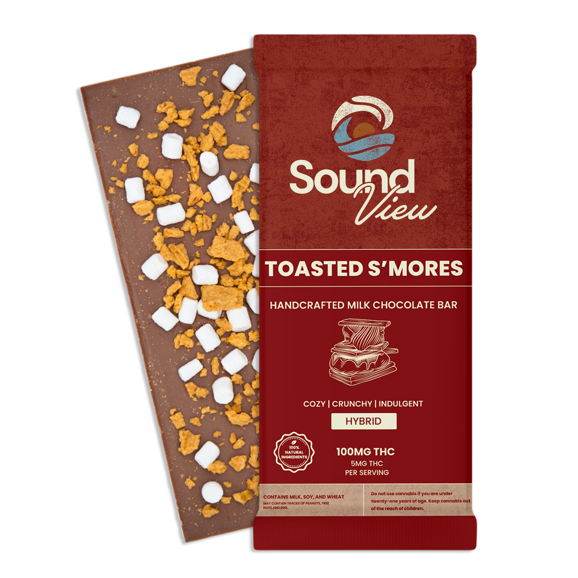 Photograph of product: SoundView Toasted S'mores Milk Chocolate Bar T95mg H 00116