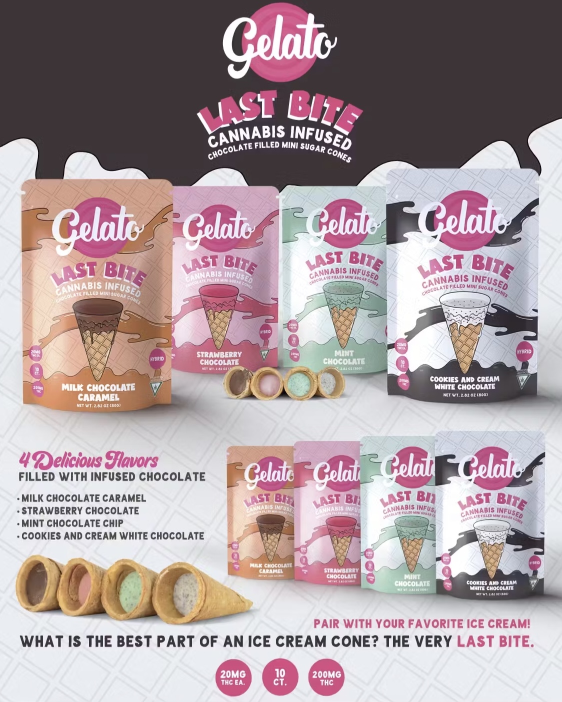 Photograph of product: AU Gelato: Cookie Dough (10x20mg) Last Bites 200MG