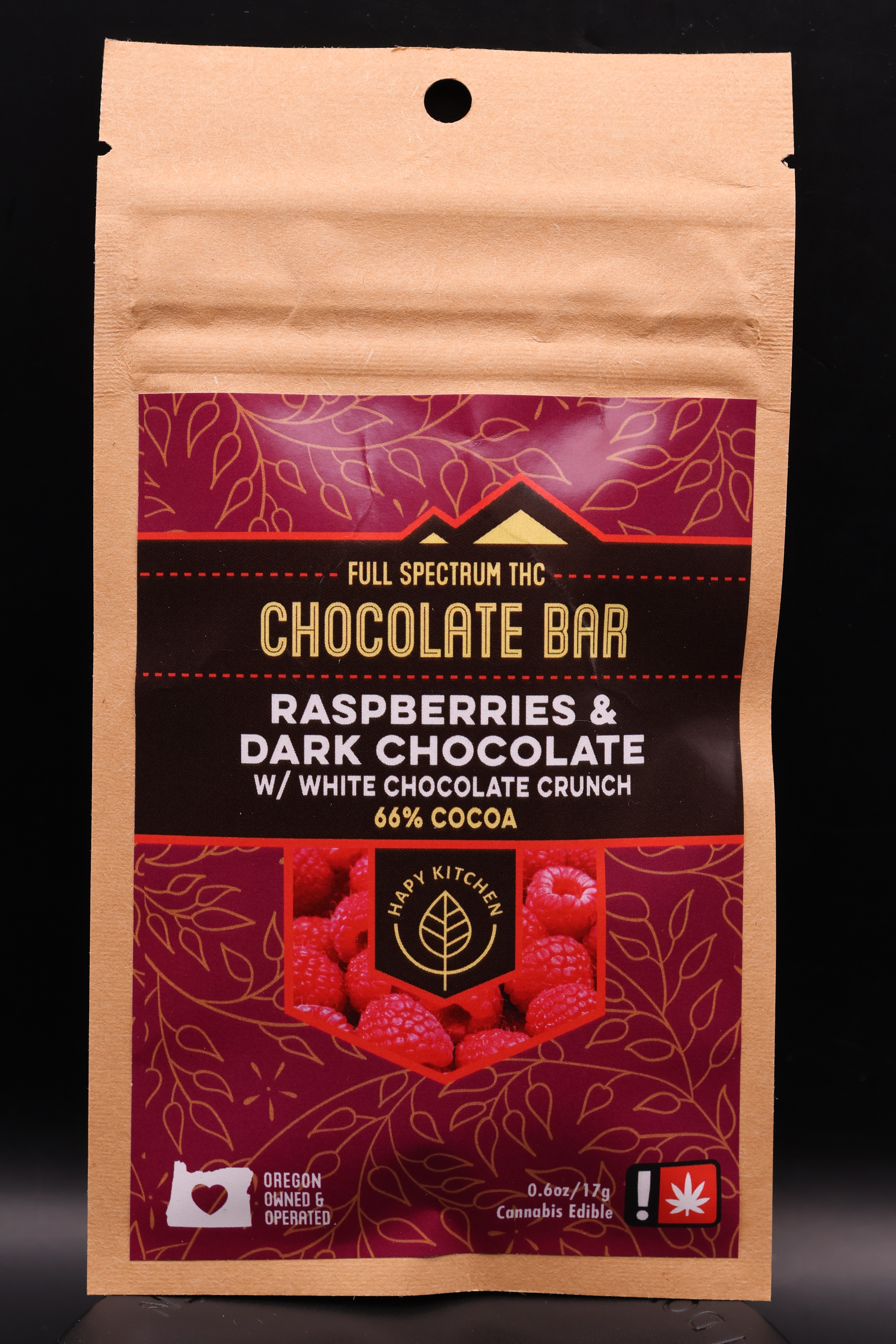Photograph of product: Raspberries & Dark Chocolate w/ White Choc. Crunch. (Hapy Kitchen)