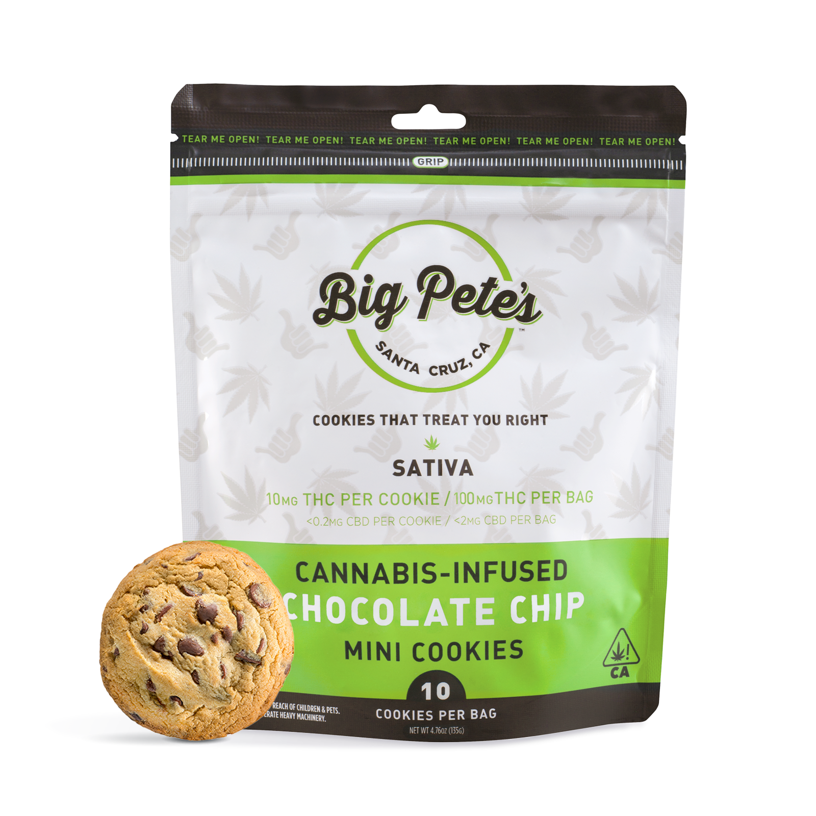 Photograph of product: Big Pete's: Chocolate Chip- Oui'd Cookies 10-Pack (100mg)