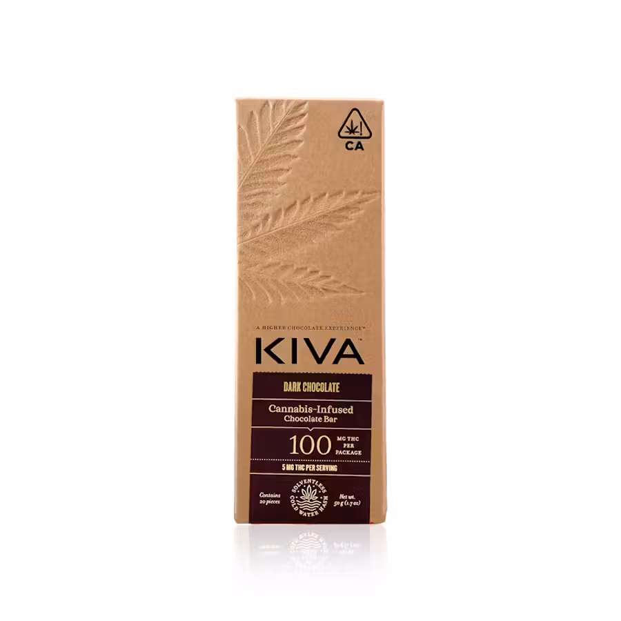 Photograph of product: Kiva Chocolate Bar 100mg- Dark Chocolate