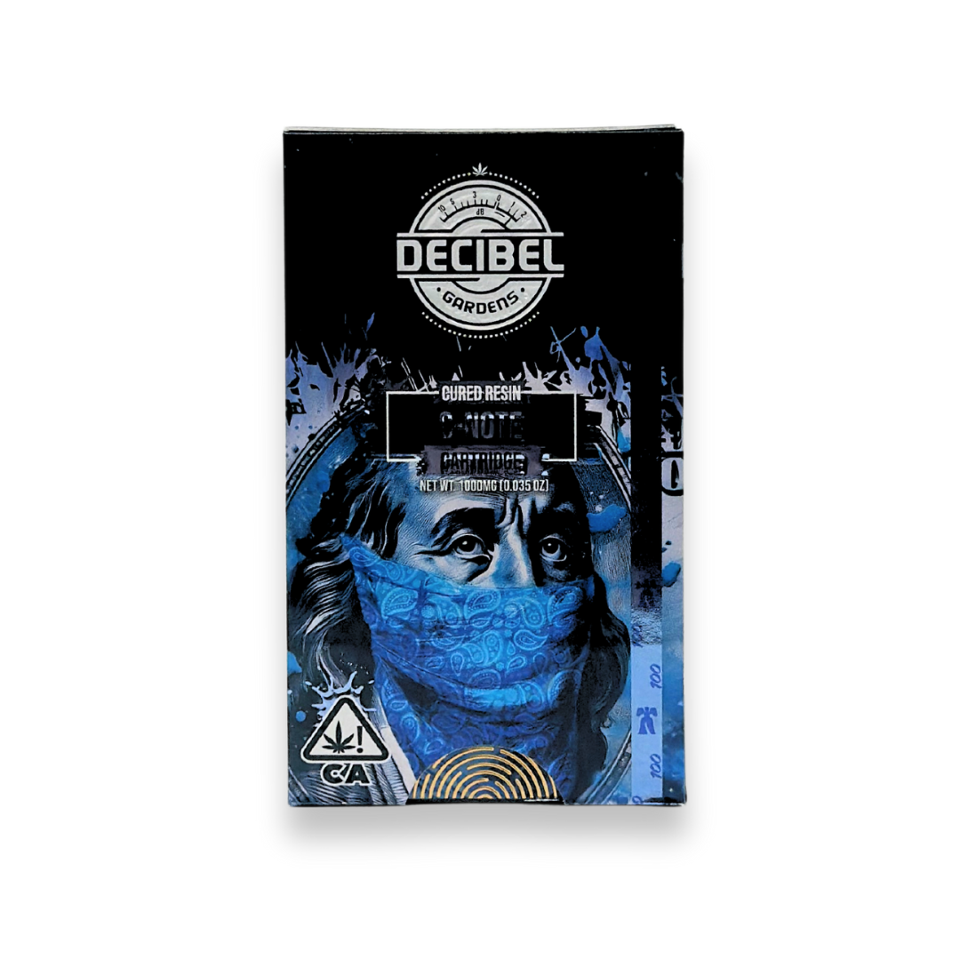 Photograph of product: Decibel Gardens - C Note - Cured Resin - Vape Cart - 1.0g