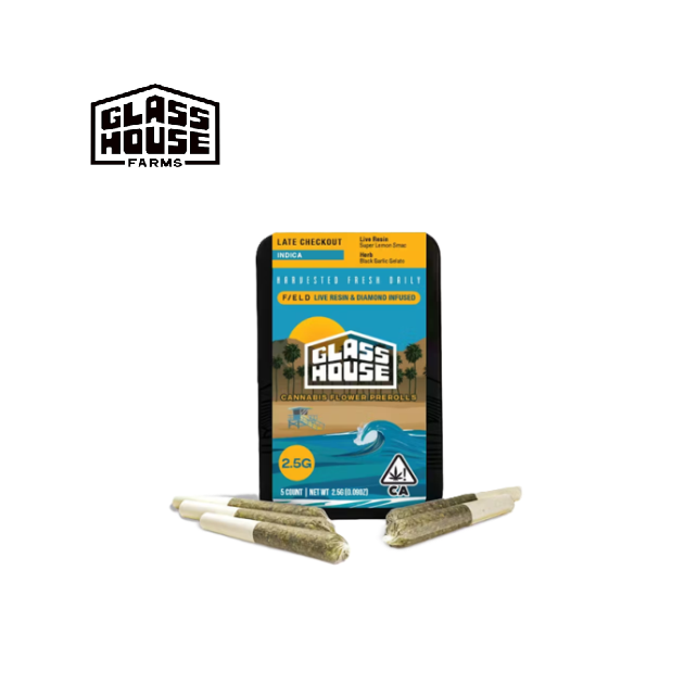 Photograph of product: LATE CHECKOUT 2.5G 5 PACK INFUSED PREROLLS