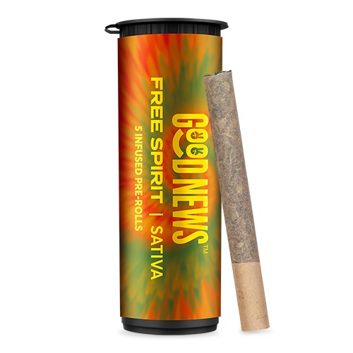 Photograph of product: Good News | Infused Pre-Roll Pack | Free Spirit - Mango (Oui'd)