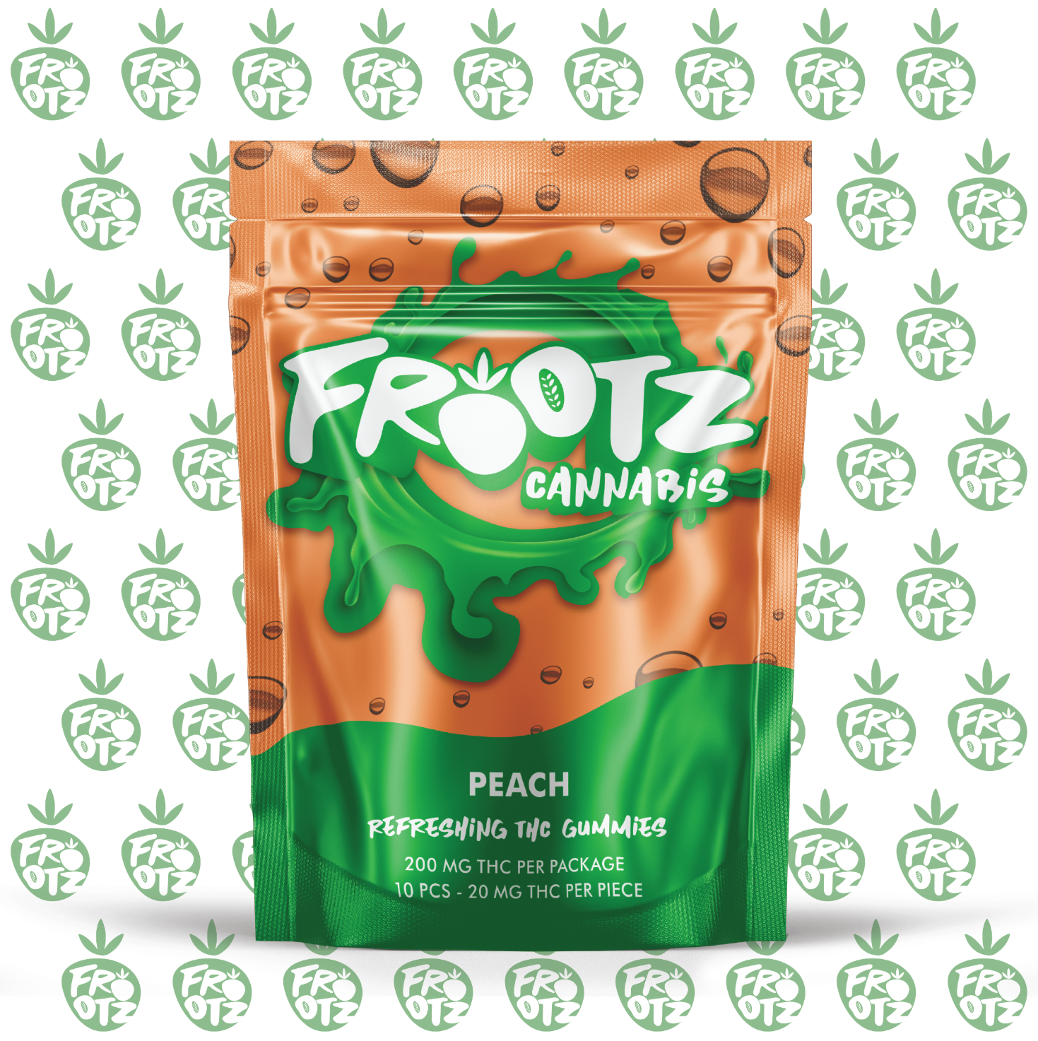 Photograph of product: FROOTZ | Edible | Gummies | Peach | 200mg