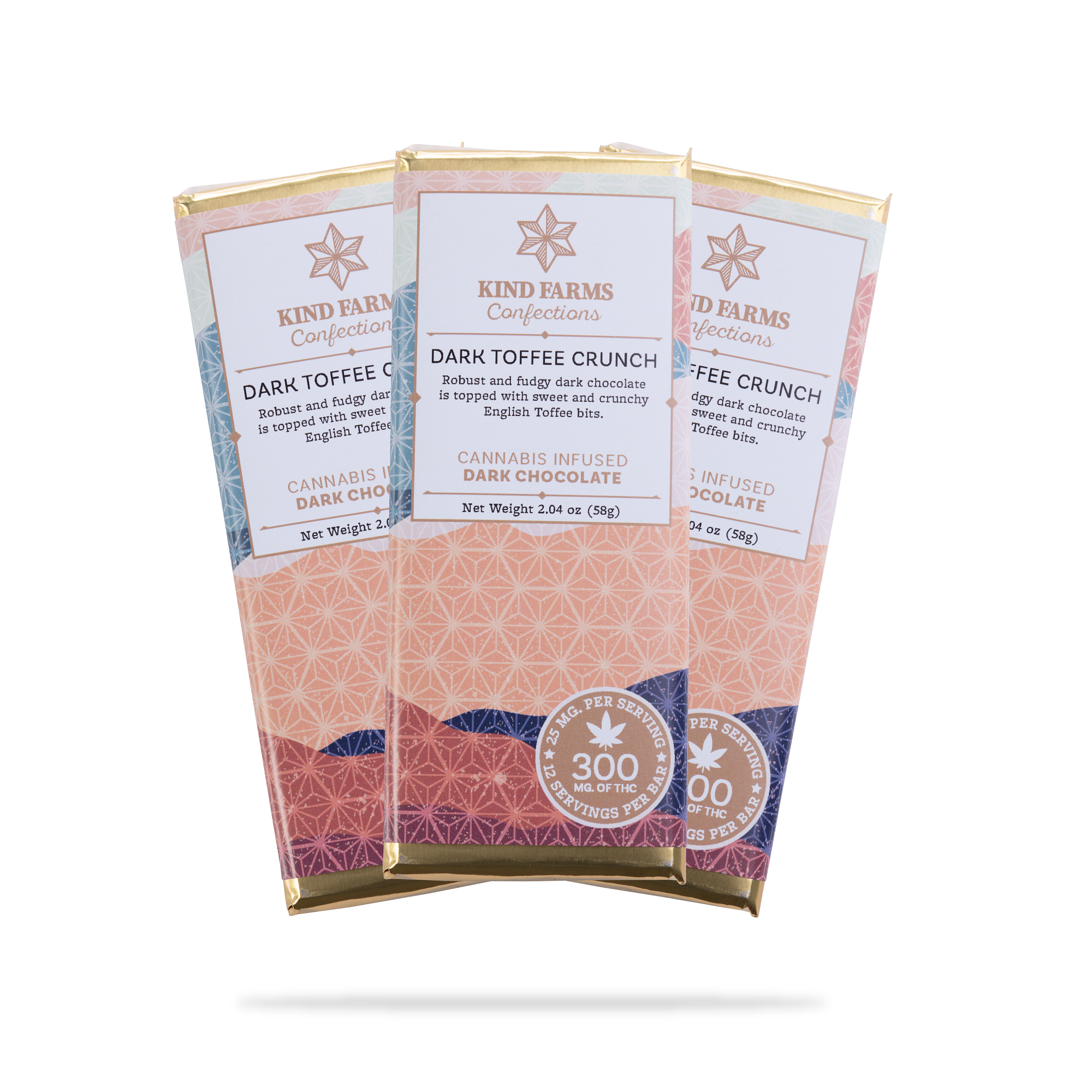Photograph of product: 300mg KF Dark Toffee Crunch Chocolate Bar