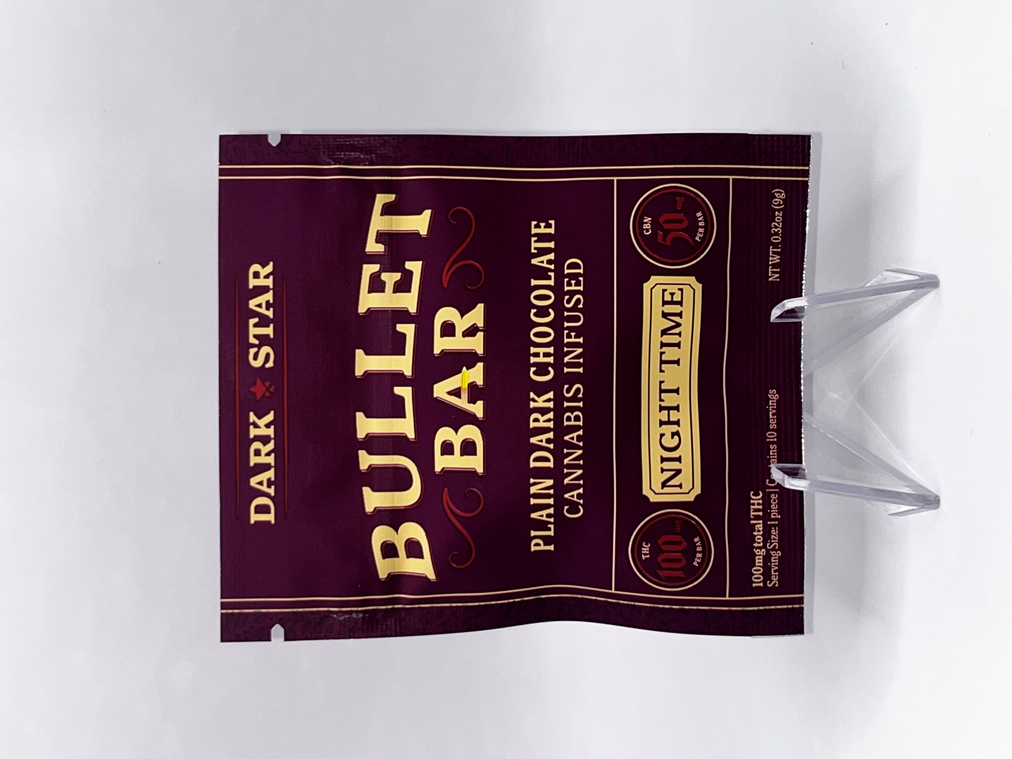 Photograph of product: Dark Star | Bullet Bar | Night Time | Dark Chocolate | 100mg