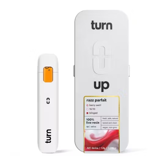 Photograph of product: Turn Up | Razz Parfait Live Resin AIO Vape | 1g