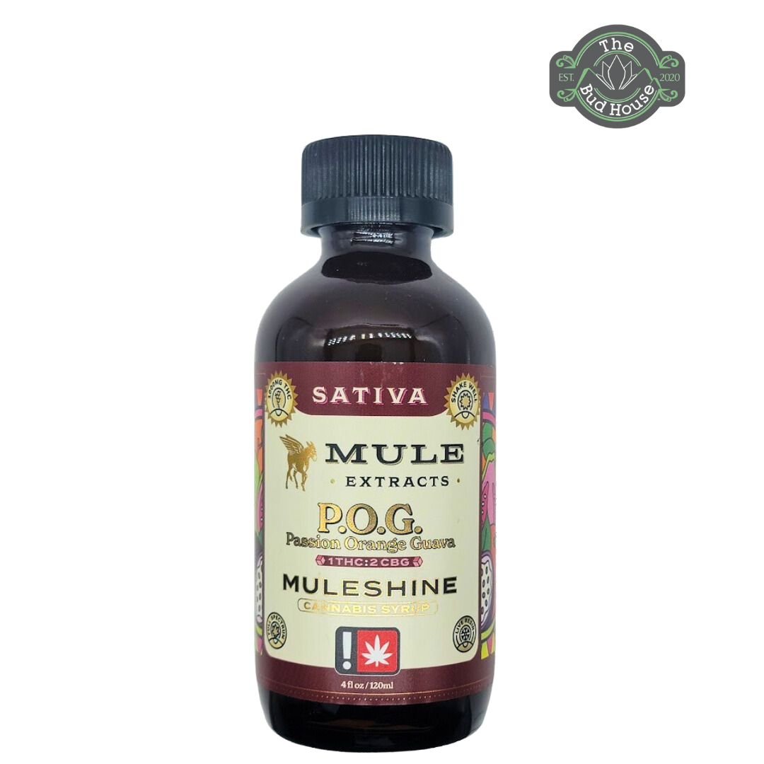 Photograph of product: MuleShine 4oz P.O.G (Oui'd) 1:2 CBG 1000mg Tincture