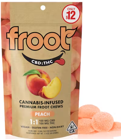 Photograph of product: Peach [H] - 100MG 1:1 CBD Gummies 10PK
