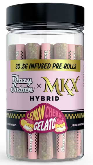Photograph of product: MKX x Blazy Susan - Lemon Cherry Gelato (H) - 30-Pack LQD Pre-Rolls