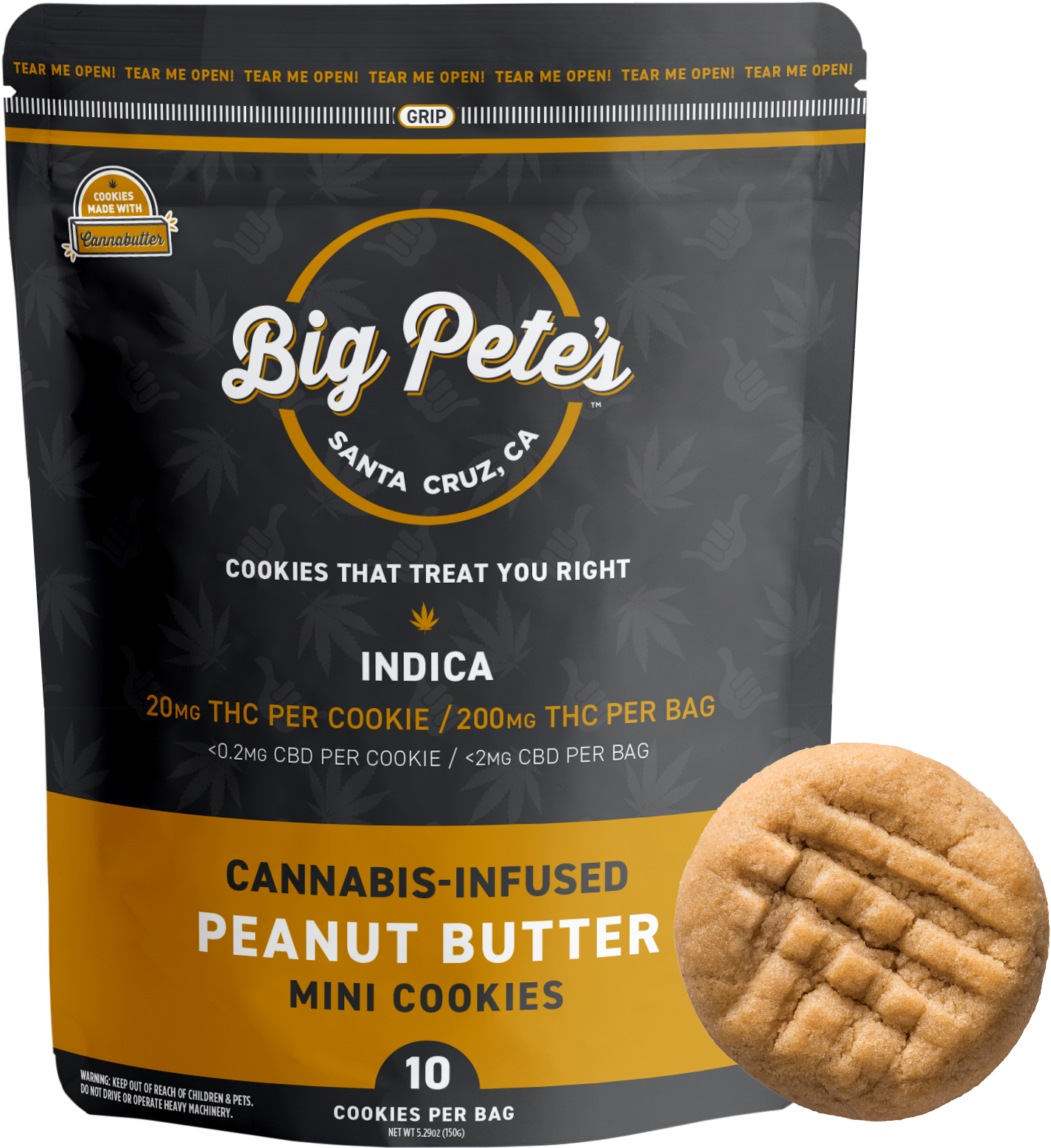 Photograph of product: Big Petes Treats - 200mg Cookies - 10pk - Peanut Butter Oui'd