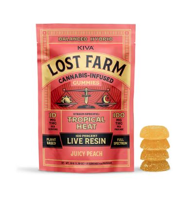 Photograph of product: Juicy Peach x Tropical Heat Live Resin Gummies | 100mg