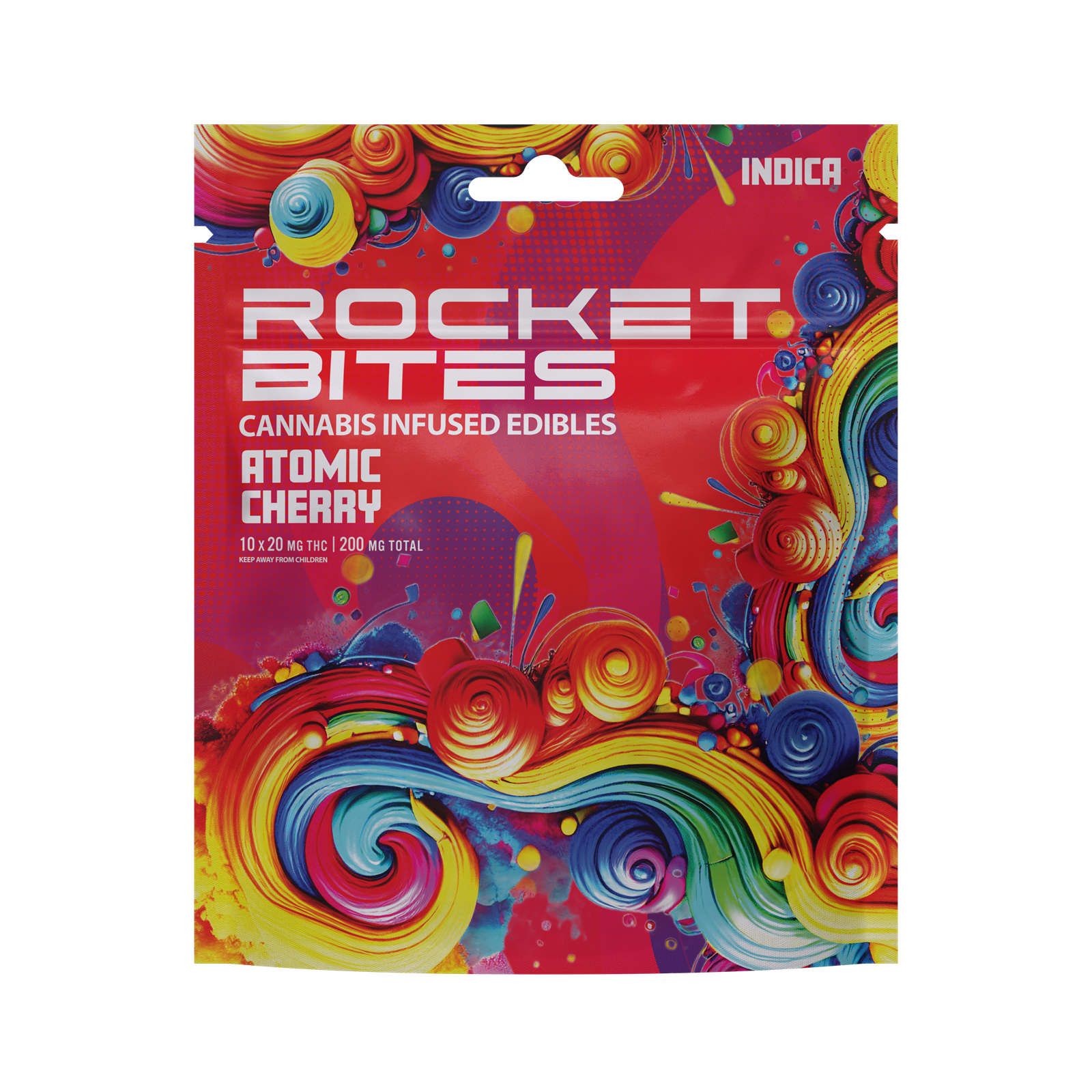 Photograph of product: ROCKET BITES | ATOMIC CHERRY | Oui'd | GUMMIES | 200MG | REC