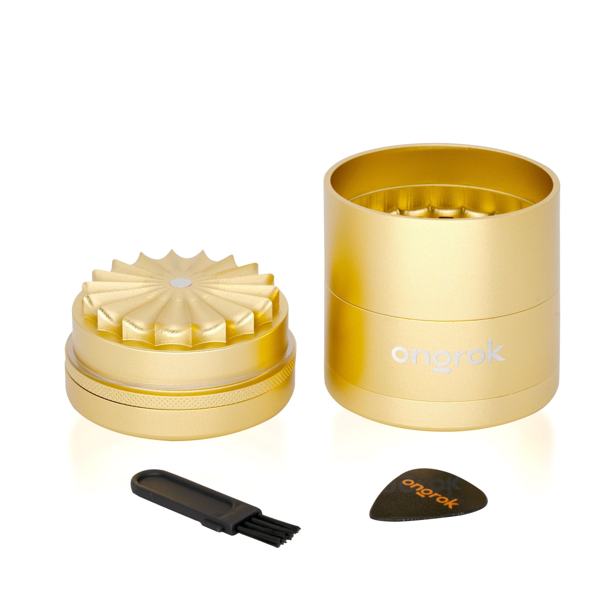 Photograph of product: ONGROK 5 Piece Flower Petal Toothless Grinder - Gold