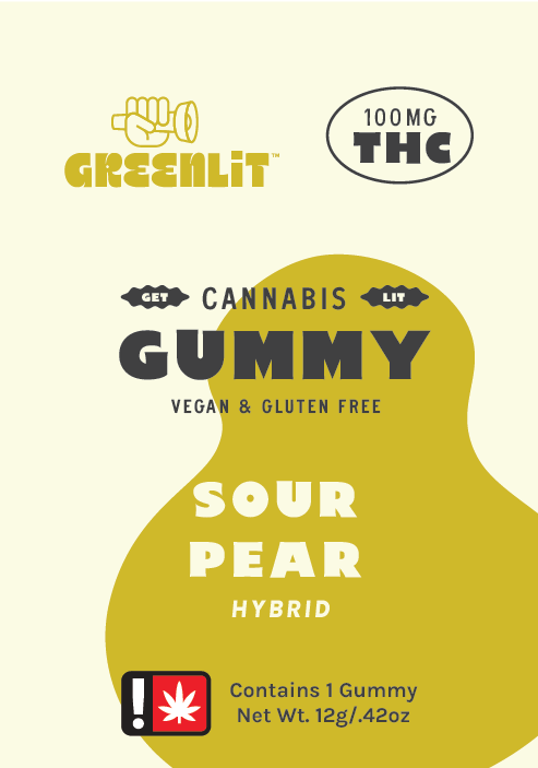 Photograph of product: GreenLit - Sour Pear (HYBRID) - Gummy Single