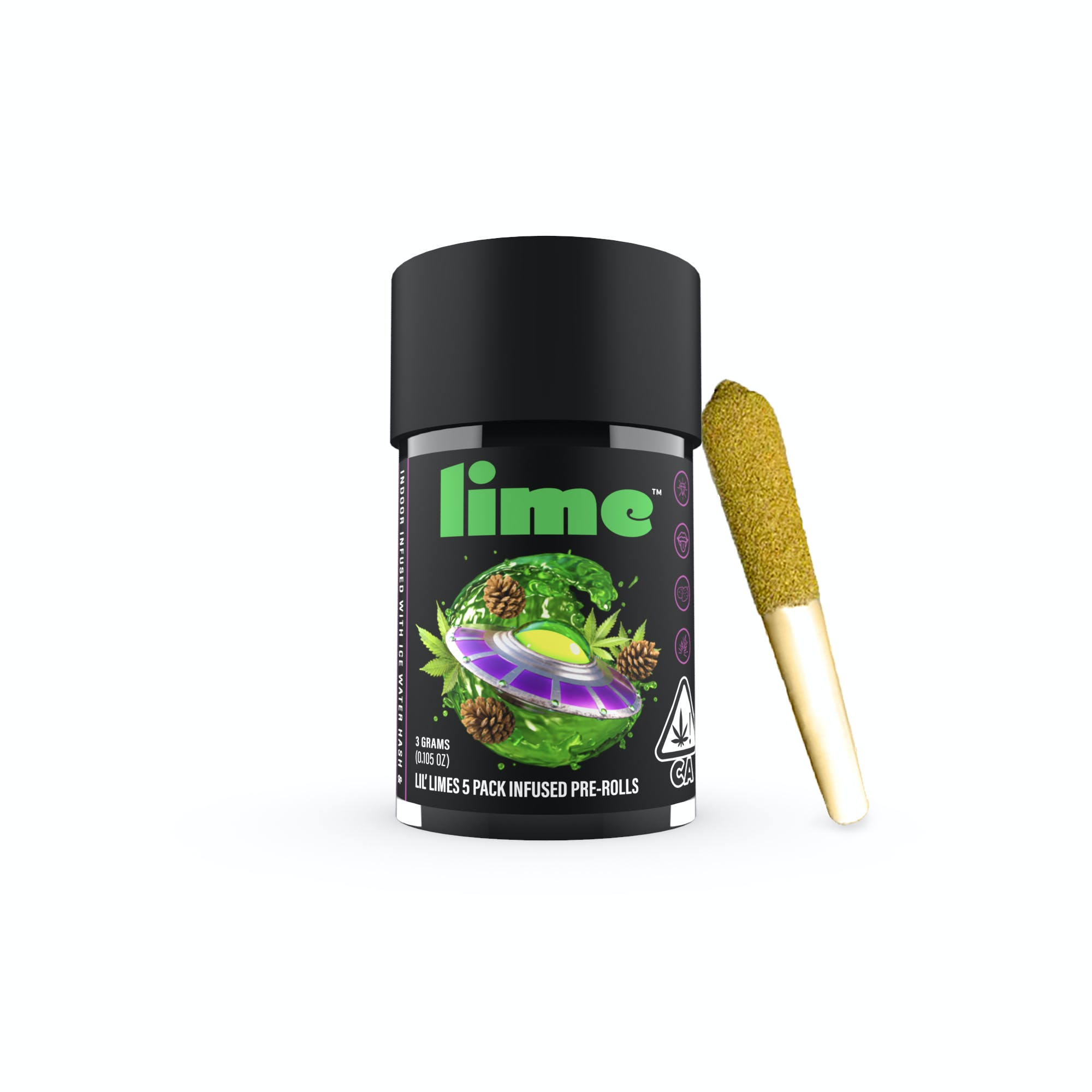 Photograph of product: Lime - Alien Gas Infused Lil' Limes Preroll 5pk 3g