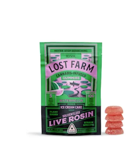 Photograph of product: Lost Farm Ice Cream Cake x Watermelon (I) Gummies 5mg 20pk